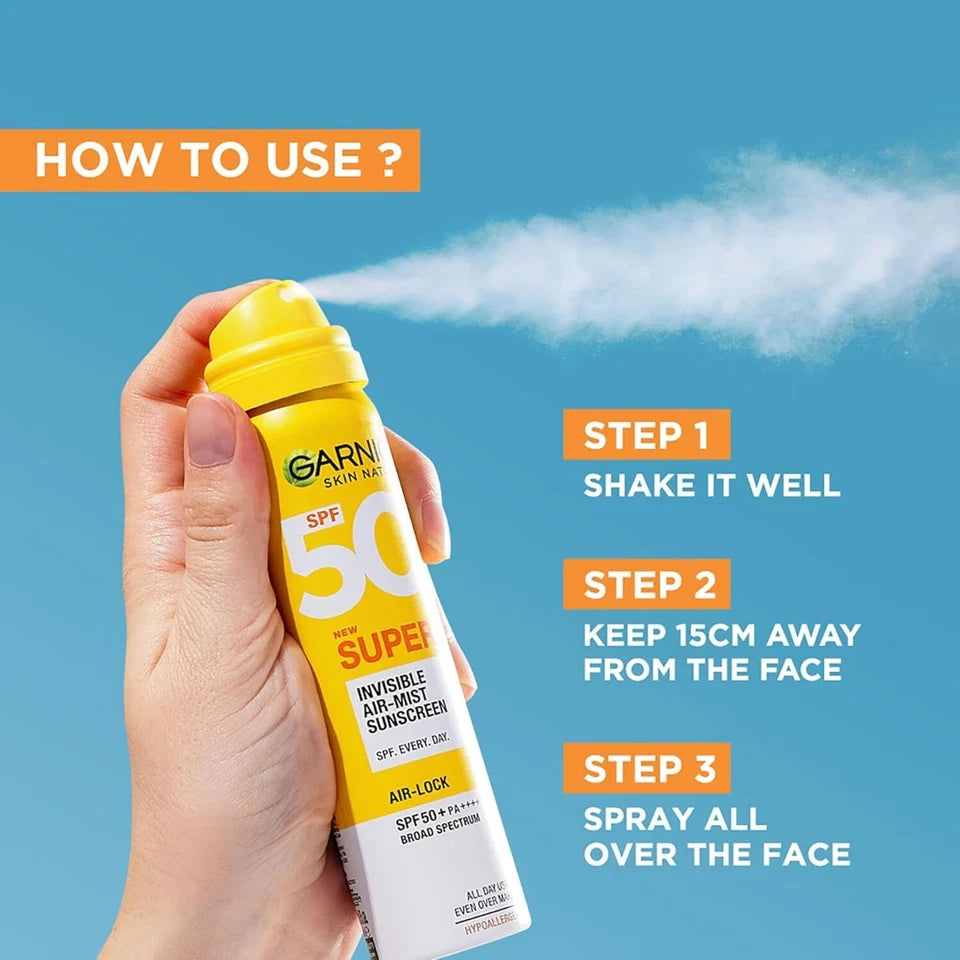 Garnier Super UV Invisible Air Mist Sunscreen SPF 50 PA++++ UVA/B (75 ml)