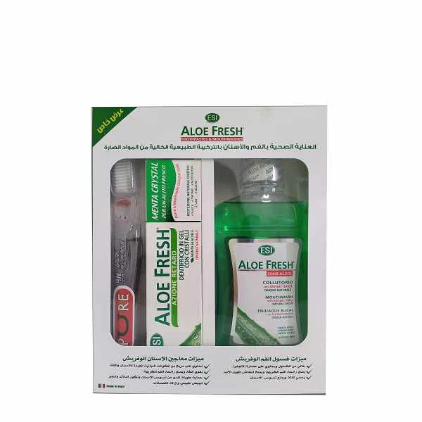 Esi Aloe Fresh Menta Crystal Gel Toothpaste Offer (menta Crystal100ml+mouth Wash 500ml +wow Charcoal Toothbrush Free)