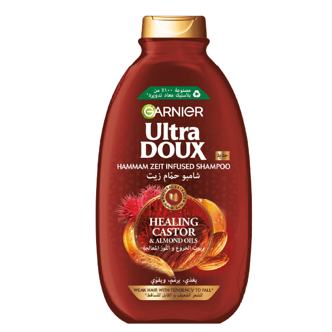 Garnier Ultra Doux Healing Castor & Almond Oils Weak Hair With Tendency To Fall Shampoo 400ml