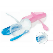 Optimal Grinding Feeding Bowl Tip Spoon Blue 'Pink