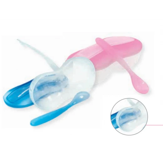 Optimal Grinding Feeding Bowl Tip Spoon Blue 'Pink