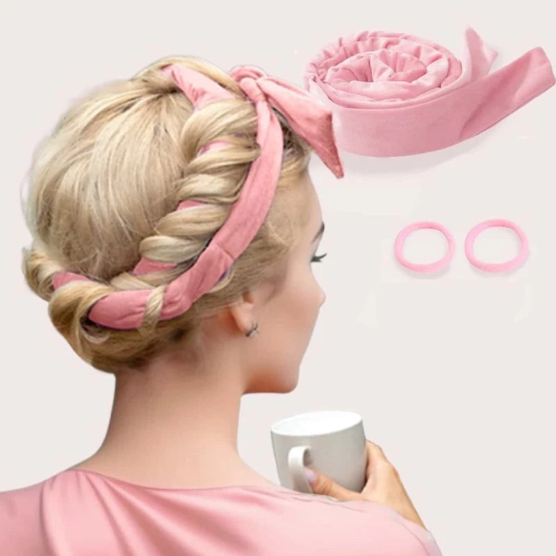 Heatless Curling Rod Headband - Pink